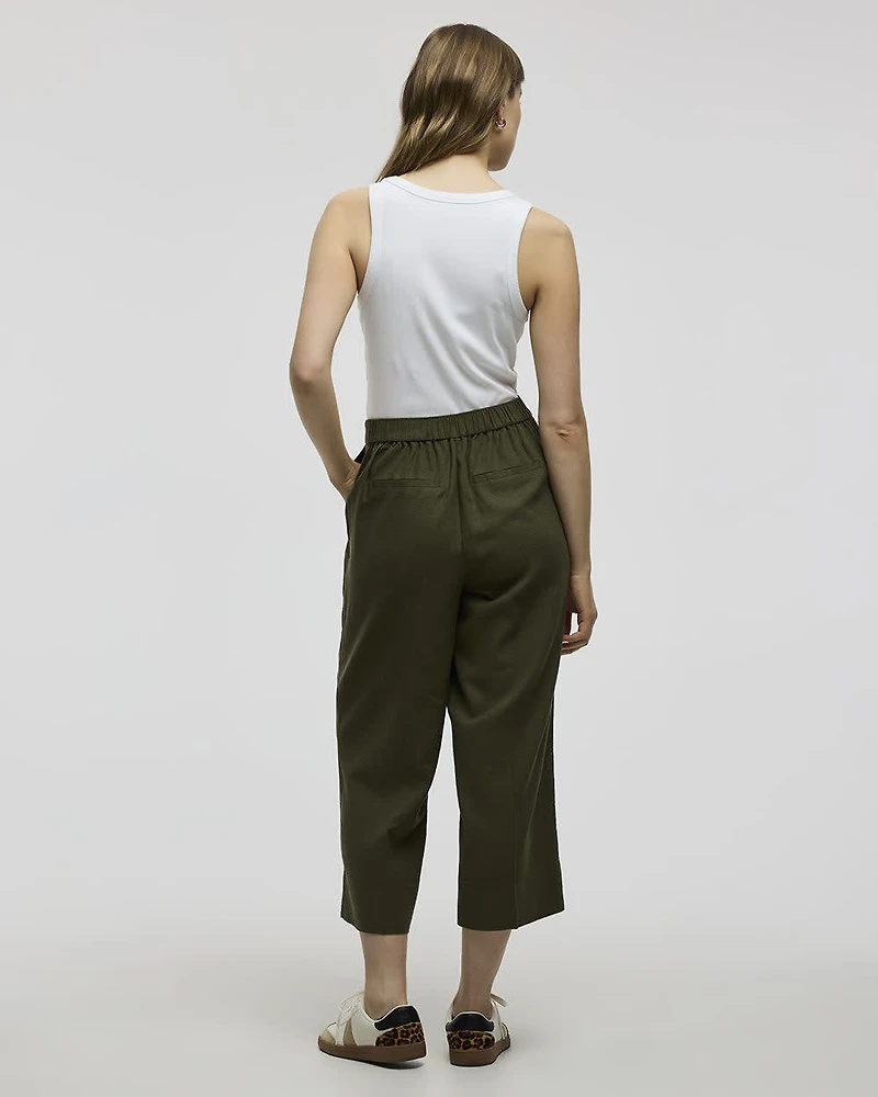 Cropped Wide-Leg Linen-Blend Pant
