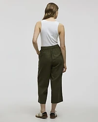Cropped Wide-Leg Linen-Blend Pant