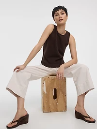 Pantacourt effet marin à jambe droite et taille haute