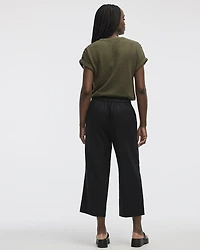 Pantacourt en mélange de lin à jambe large