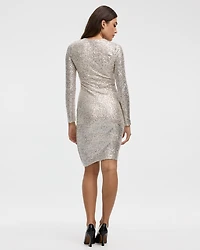 Long-Sleeve Mini Bodycon Sequins Dress