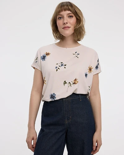 T-shirt à manches courtes dolman et col bateau