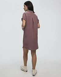 Short-Sleeve Buttoned-Down Dress with Shirt Collar