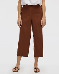 Cropped Wide-Leg Linen-Blend Pant - Petite