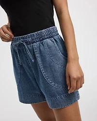 Short en denim avec cordon de serrage