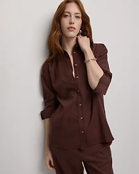 Long-Sleeve Linen-Blend Shirt