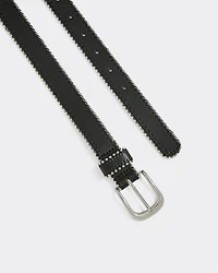 Ceinture en faux cuir avec billes argentées