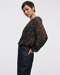 Long-Sleeve Blouse with Bubble Hem