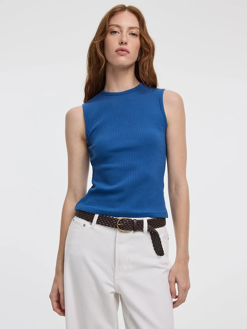 Camisole côtelée à col rond