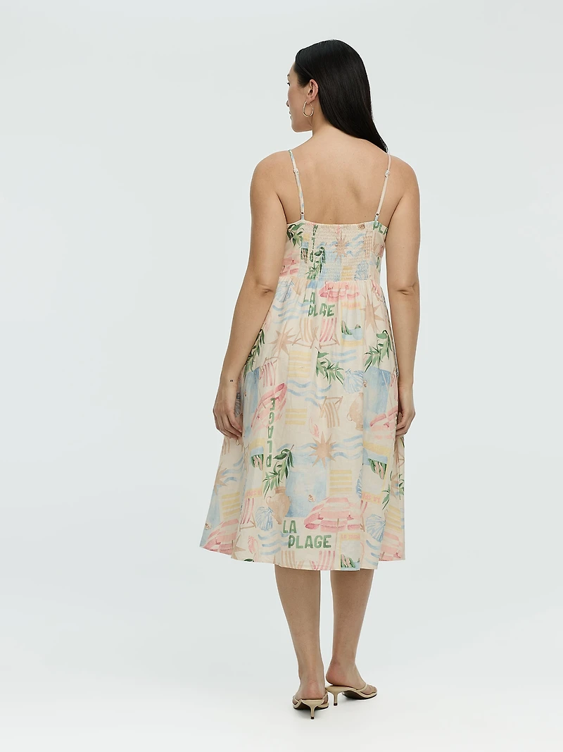 Sleeveless Midi Dress with Sweetheart Neckline