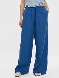 Wide-Leg Linen-Blend Pant