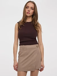 Jupe-short portefeuille en mélange de lin