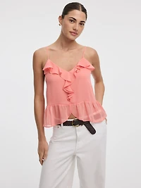 V-Neck Tank with Ruffles