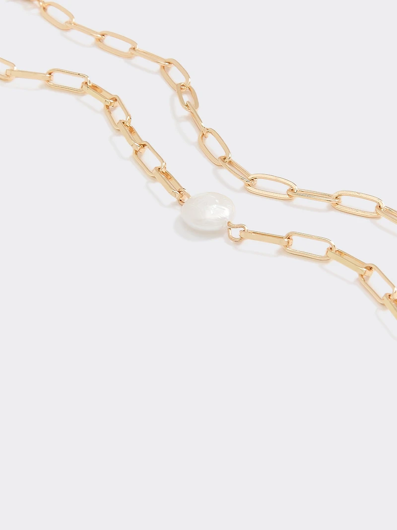 Two-Chain Bracelet with Freshwater Pearls