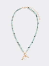 Beaded Necklace with Fish and Freshwater Pearl