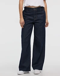 Wide-Leg Mid-Rise Denim Trousers