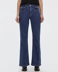 Flare-Leg Mid-Rise Jean with Flap Pockets