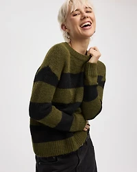 Long-Sleeve Crew-Neck Fluffy-Knit Sweater