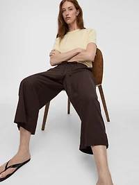 Pantalon court en tricot piqué à jambe large