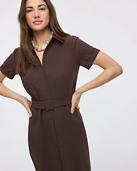 Short-Sleeve Buttoned-Down Shirt Dress