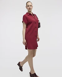 Short-Sleeve Buttoned-Down Dress with Shirt Collar