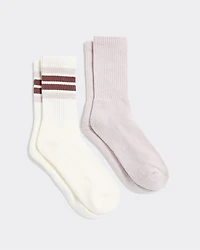 Striped and Solid Crew Socks - Hyba 2 pairs