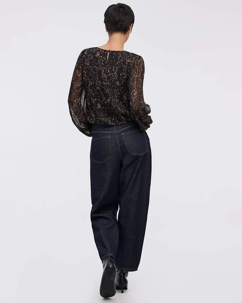 Long-Sleeve Blouse with Bubble Hem