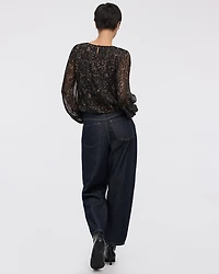 Long-Sleeve Blouse with Bubble Hem