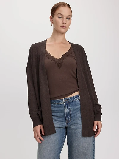 Cardigan ouvert à manches longues avec poches - R Essentiels
