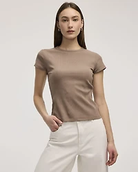 Fitted Crew-Neck Ribbed T-Shirt