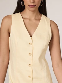 Robe courte boutonnée sans manches