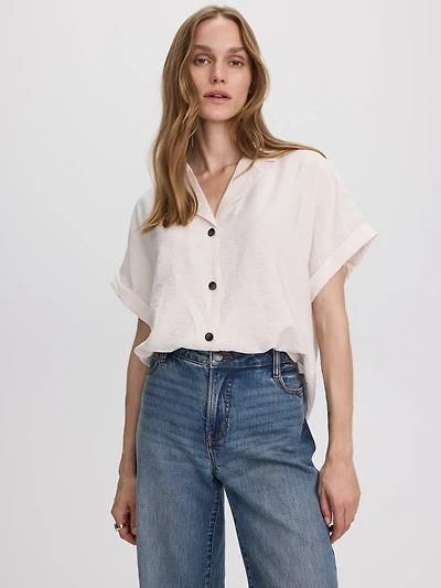 Short-Sleeve Shirt with Notch Collar