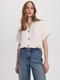 Short-Sleeve Shirt with Notch Collar