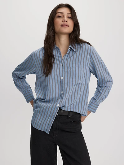 Striped Long-Sleeve Blouse