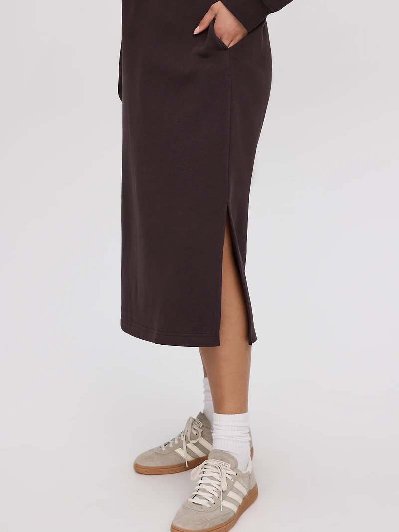Robe midi à capuchon en French Terry