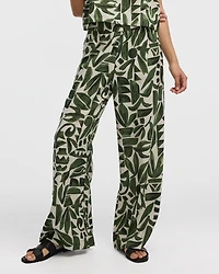 Pantalon à enfiler jambe large et taille haute