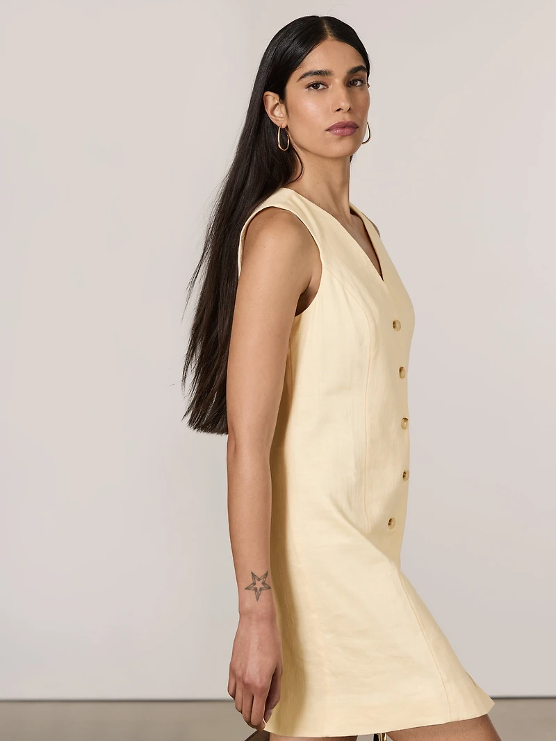 Sleeveless Buttoned-Down Mini Dress