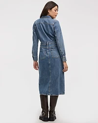 Robe chemise midi en denim