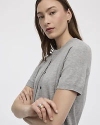 Short-Sleeve Buttoned-Down Cardigan