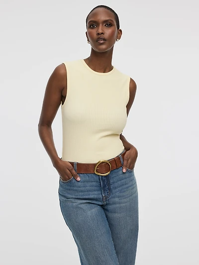 Camisole côtelée à col rond