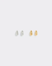 Stainless Steel Teardrop Earrings - 2 Pairs