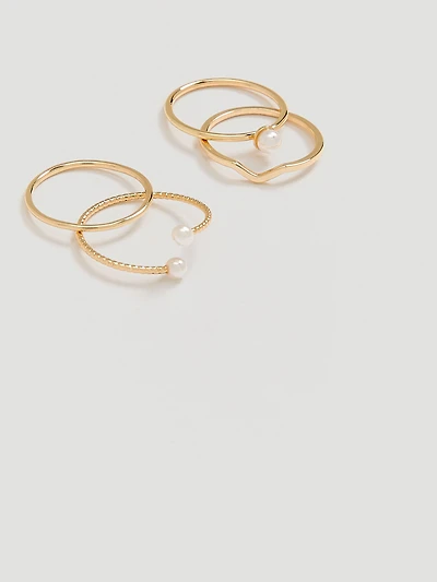 Rings with Pearls - Set of 4