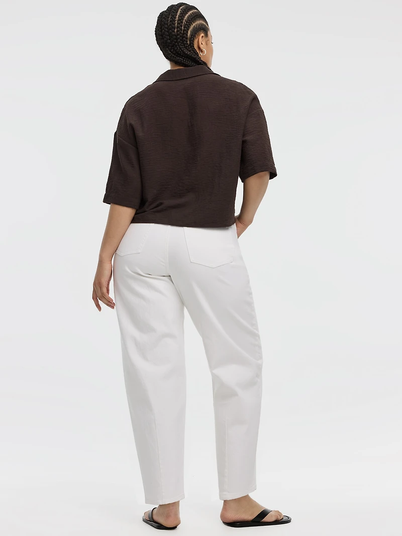 Blouse à manches courtes et col V avec rubans nouer