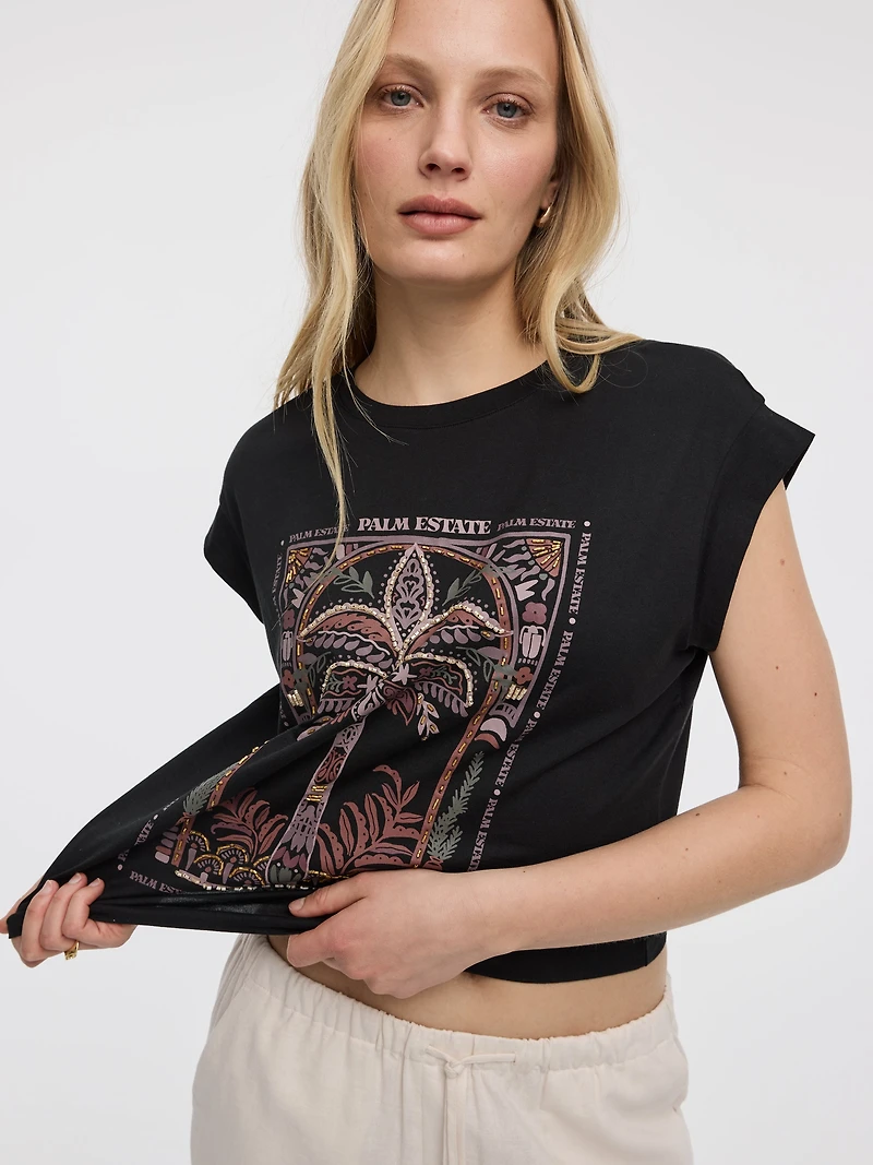 T-shirt à manches très courtes et col rond
