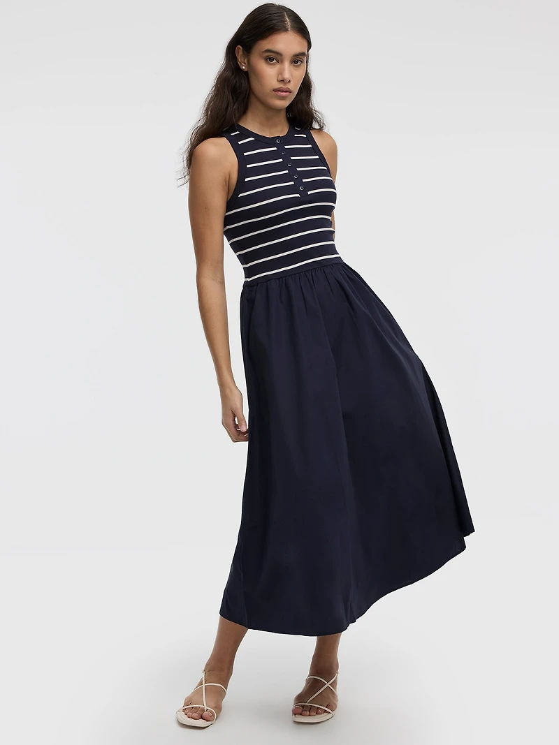 Robe maxi bimatière sans manches