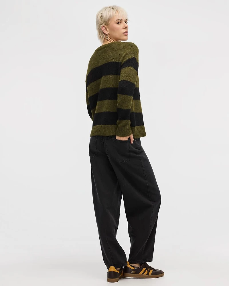 Long-Sleeve Crew-Neck Fluffy-Knit Sweater