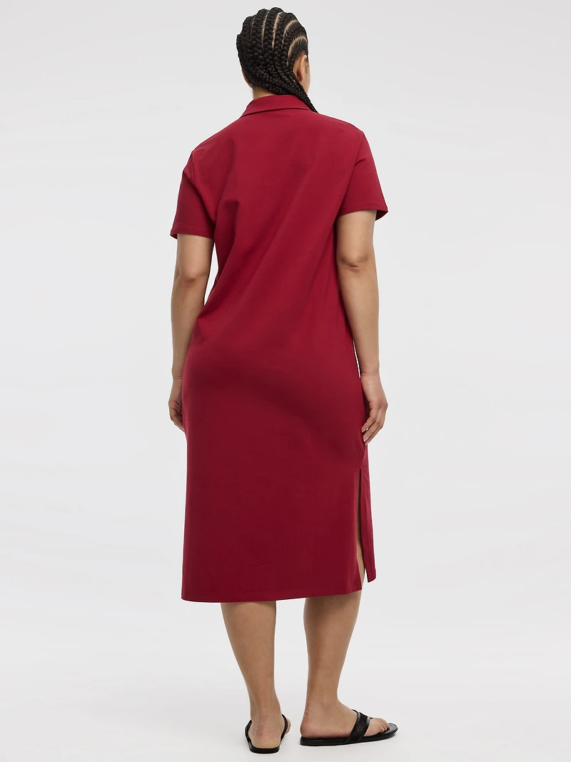Short-Sleeve Midi Polo Dress - Hyba
