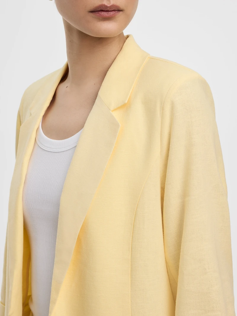 Veston en lin ouvert avec manches 3/4