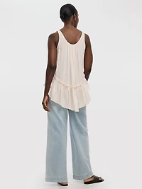 Scoop-Neck Tank with Asymmetrical Ruffled Hem