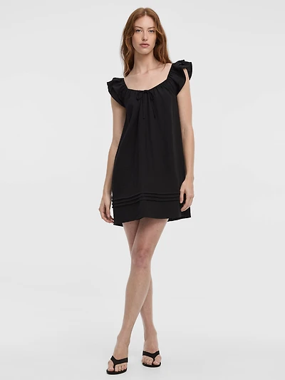 Robe courte à volants et col V